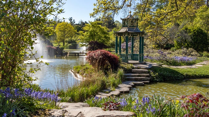 The Pagoda in the Water Garden in spring.
